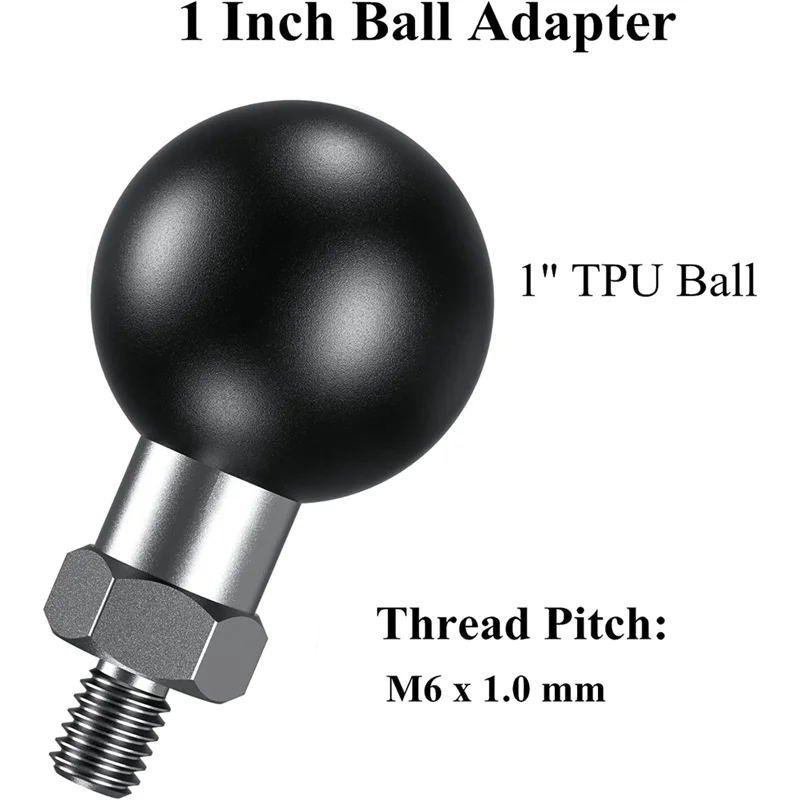 X59A_1Inch Ball Adapter with M6 x 1.0 Threaded Post Compatible for RAM Mounts B Size 1 Inch Ball Double Socket Arm