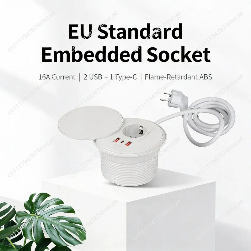 Desktop embedded multi-function power socket Type-C fast charging
