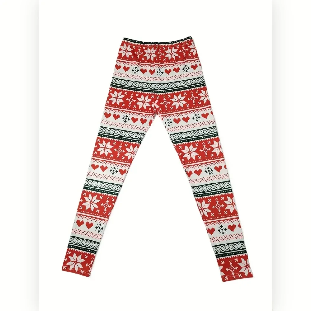 Christmas snowflake print stretch comfortable slim-fit hip lift tights casual leggings for women with a festive vibe