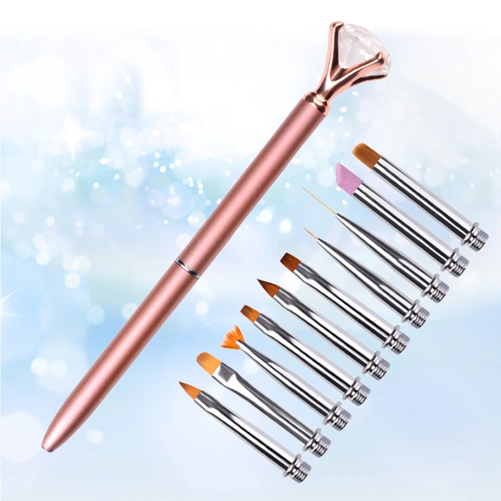 

11pcs Professional Nail Art Brush Pen Set Liner Painting Drawing Pen Manicure DIY Nail Decoration Tool (Rose Gold)
