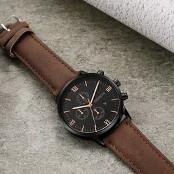 2024 Men Casual Sport Watches Geneva Leather Band Calendar Quartz Watch Clearance Sale Dropshipping Reloj Hombre Erkek Kol Saati