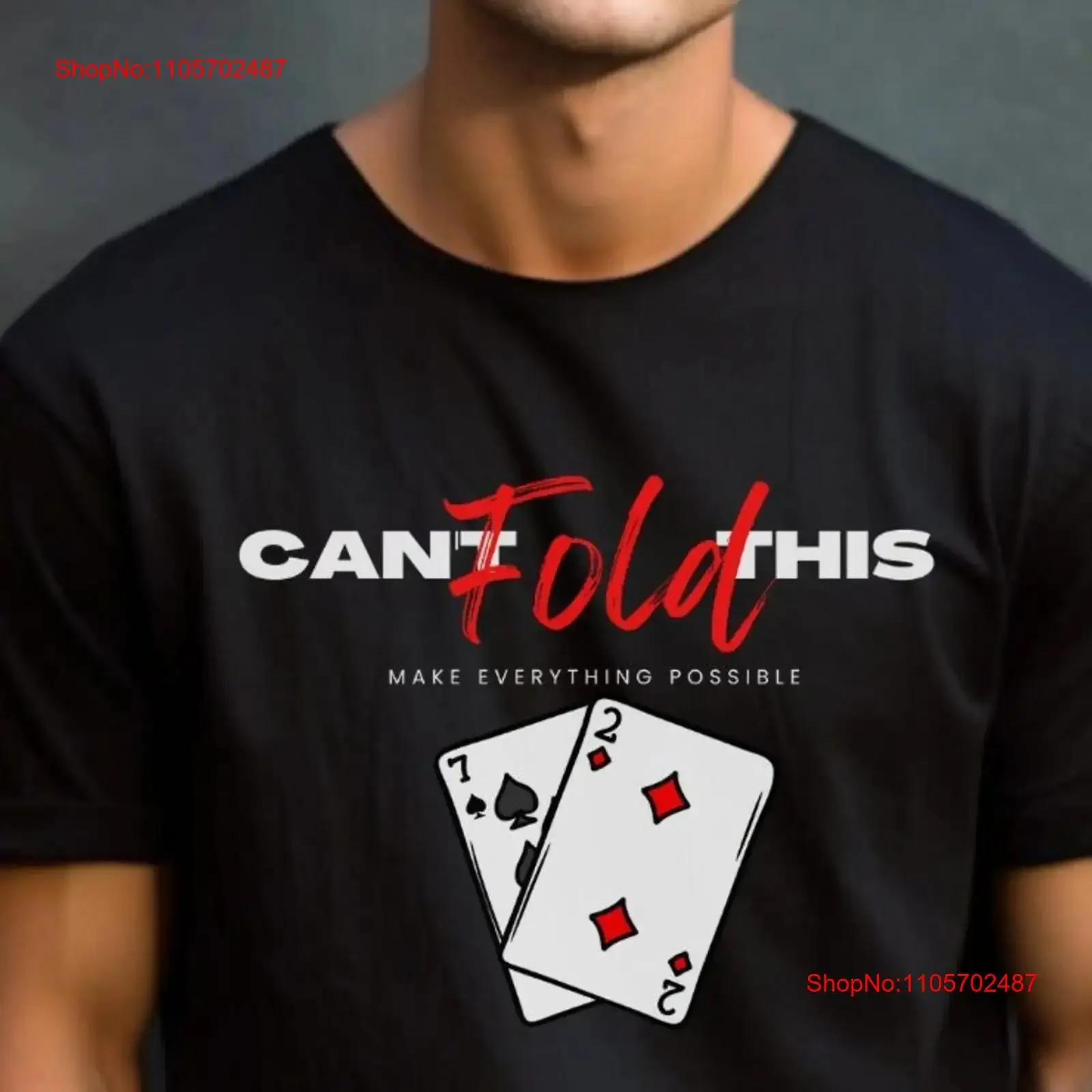 Cant Fold This Lucky Seven Deuce Poker T Shirt Texas Hold'em Bluffing All In Style Gambling Boy's Night Raise or Top vintage