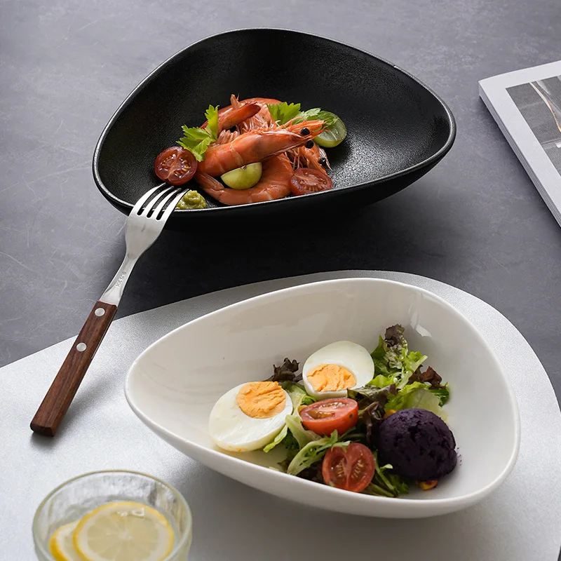 

Ceramic Steak Plate Salad Bowl High Value Triangle Dish Modern Western Dinnerware
