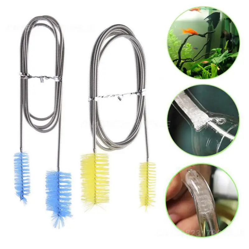 Air Tube Durable Stainless Steel Convenient Stainless Steel Fish Tank Cleaner With Double Head Brush Water Hose Stainless Steel