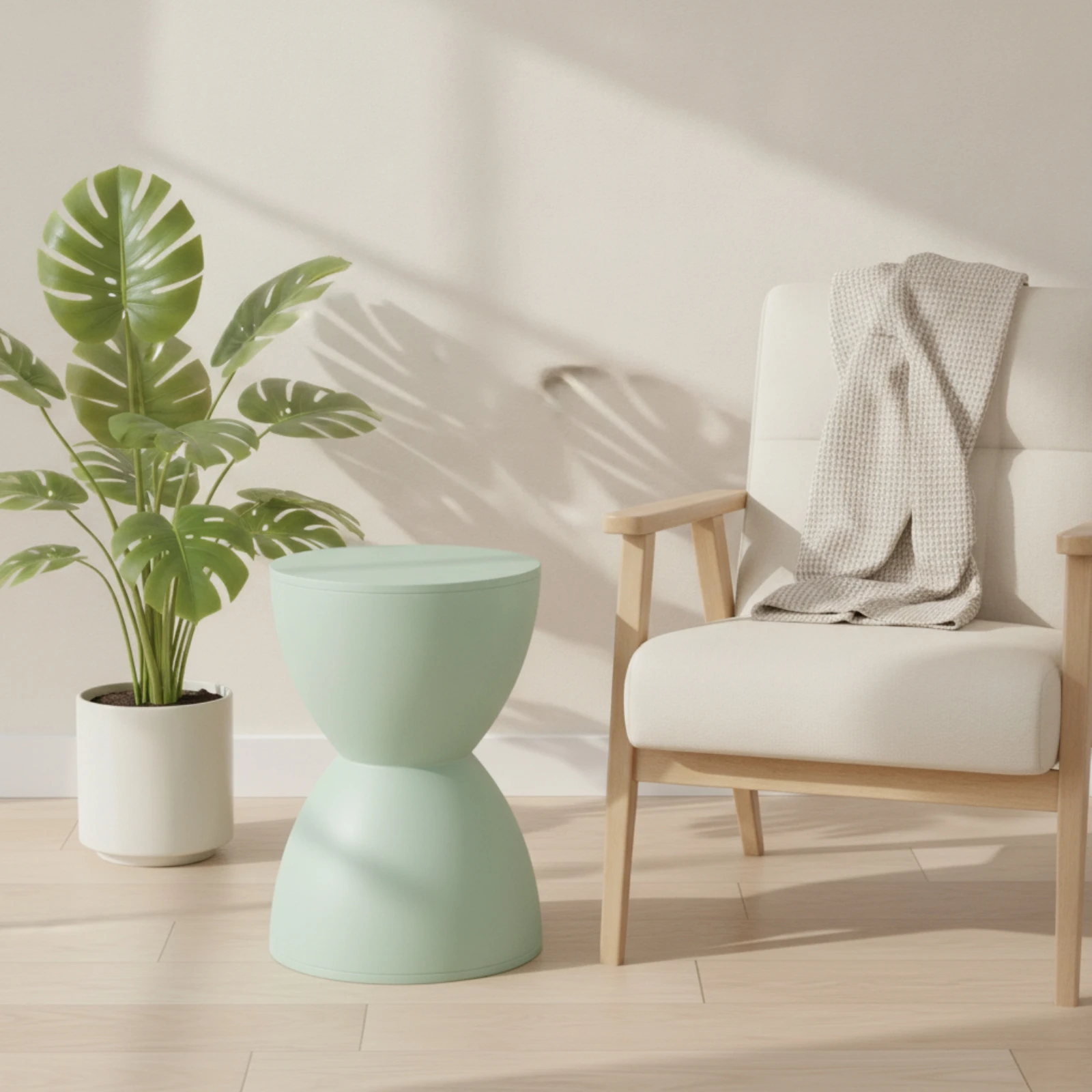 Plastic Stool Multipurpose Hourglass Stool Side Table Modern Furniture Minimalist for Living Room, Bedroom - view 5