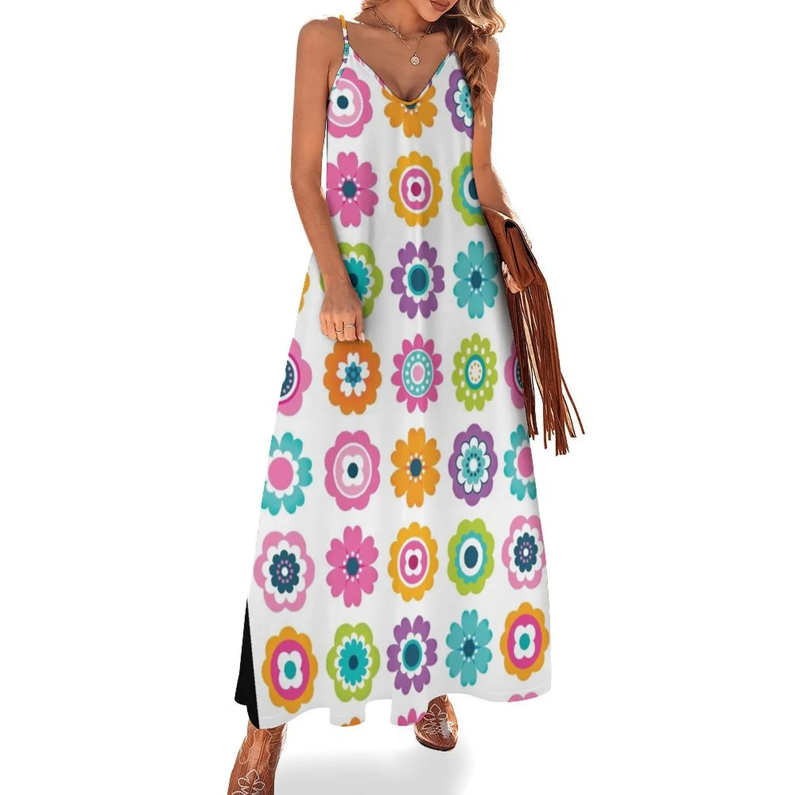 

Mod Flowers in Spring Colors Sleeveless Long Dress dresses summer woman 2025 elegant party dresses for women 2025 Dress