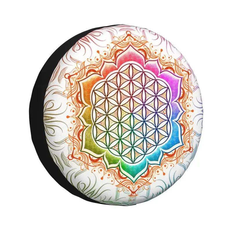 Flower Of Life Lotus Tire Cover 4WD 4x4 RV Sacred Geometry Mandala Spare Wheel Protector for Honda CRV 14