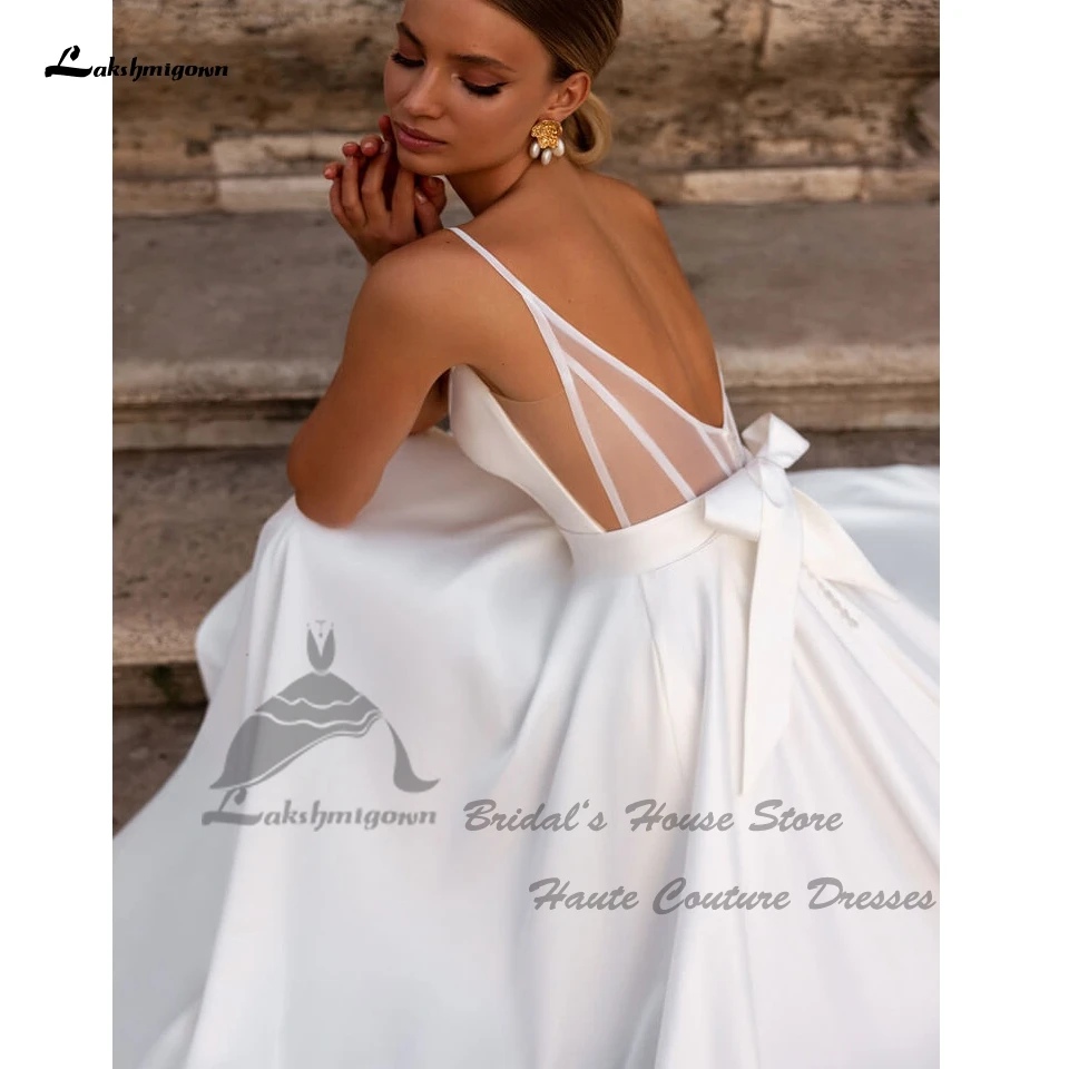 Lakshmigown Simple A Line Soft Satin Wedding Dresses Spaghetti Straps Vestidos de Novias 2024 Backless Sexy Bridal Gowns