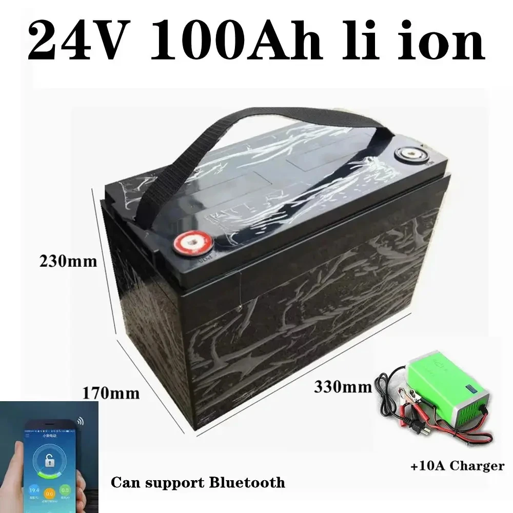 

24v 100Ah lithium ion battery with bluetooth BMS APP for Solar Golf Car lipo Battery for Forklift fork + 29.4v 10A Charger