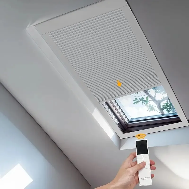Window Blinds Reduce Noise And Keep Warm Integrate Intelligent Control Motorized Skylight Cellular Blinds For Windows