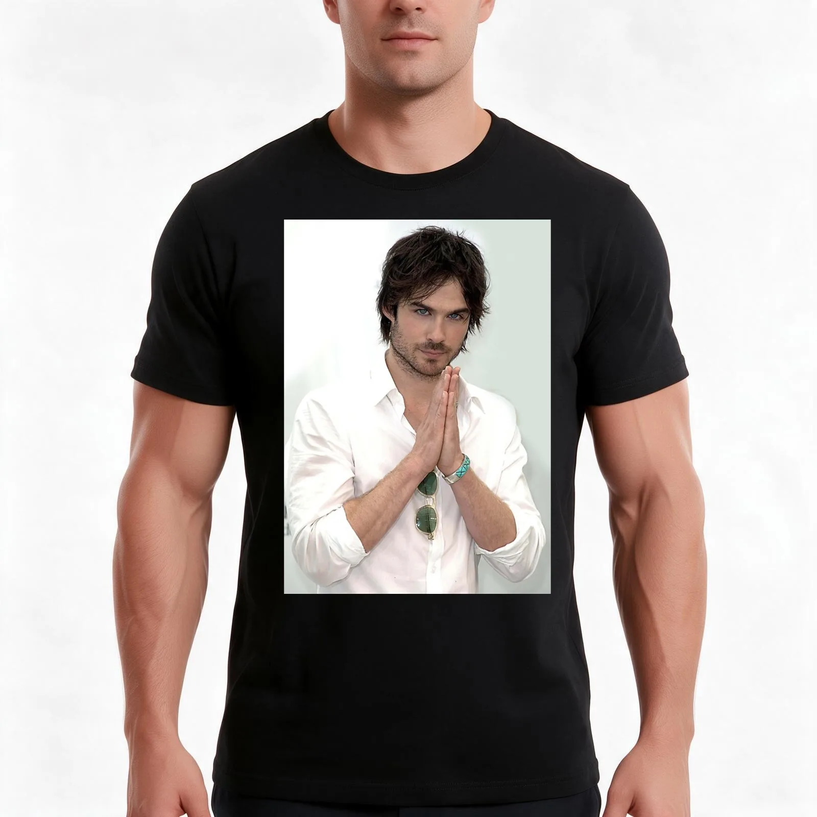 Ian Somerhalder Damon Salvatore T-Shirt Summer Casual Cotton Tee Oversized Streetwear Tops Vintage Graphic Print 100% Cotton