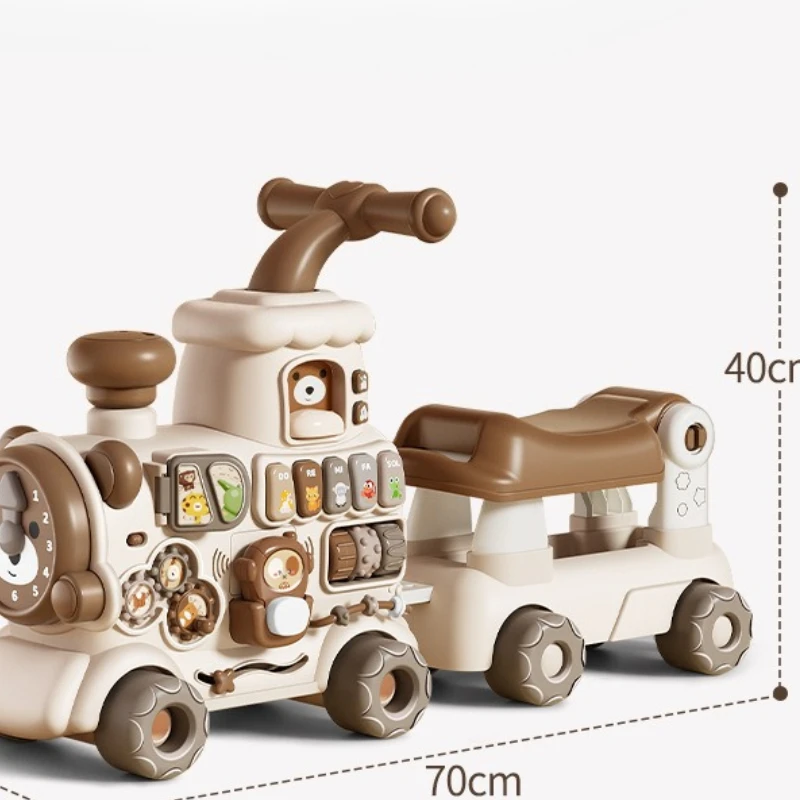 Baby Walker 5-in-1, Mobil Mainan Dorong Multi-Fungsi, Walker Anti-Tip dengan Semprotan, Kecepatan Dapat Disesuaikan, Roda Senyap, Musik Interaktif
