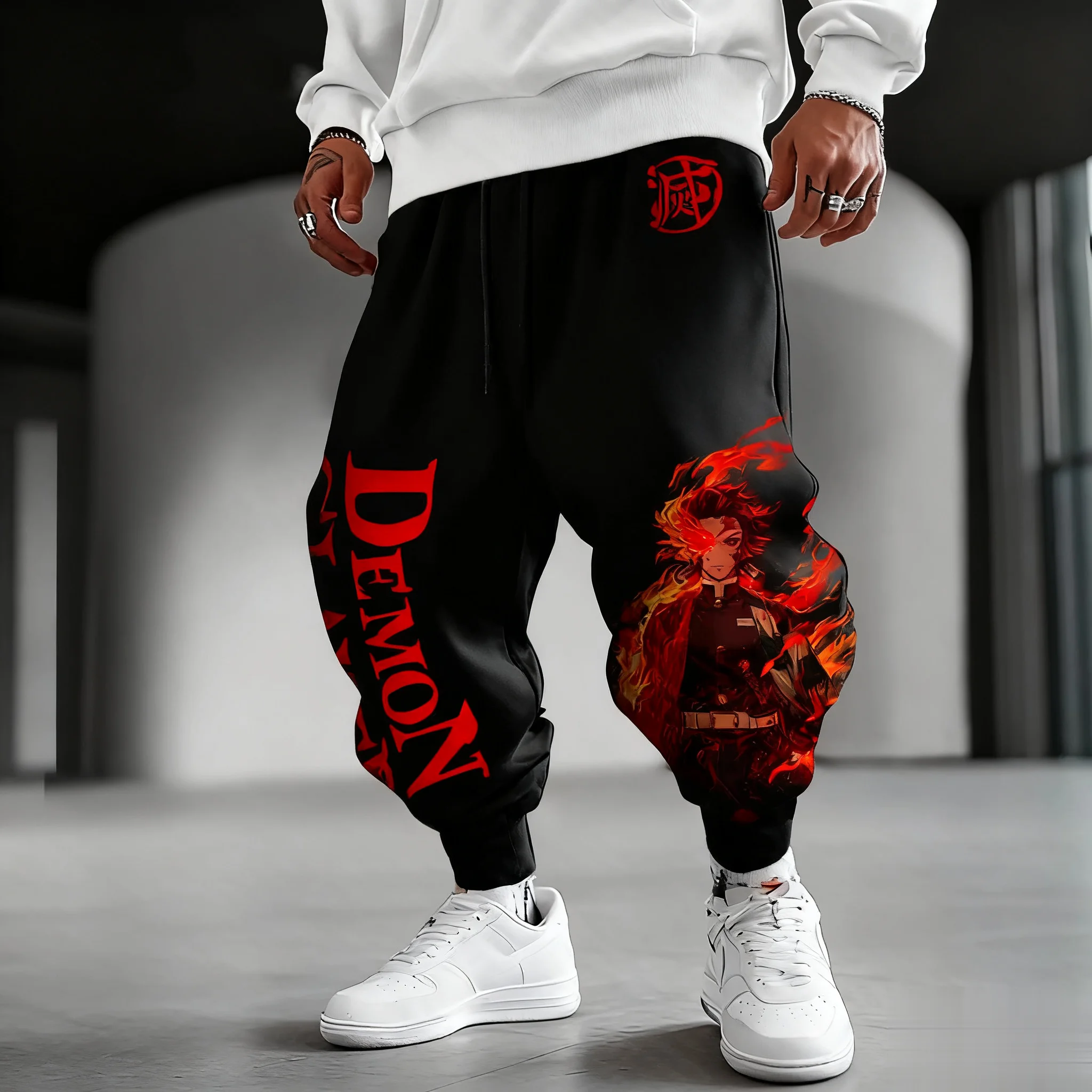 

Demon Slayer Anime Men Sweatpants Japanese Cartoon Print Loose Pants Streetwear Casual Hip Hop Cotton Summer Autumn Fashion Y2k