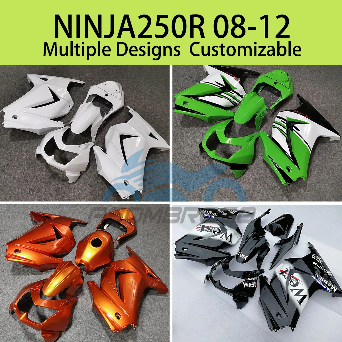 Ex250r 08 09 10 11 12 Verkleidungen Motorrad Kunststoff Karosserie Pars für für Ninja 250r 2009-2012 2008 abs Verkleidung Verkleidung ssatz