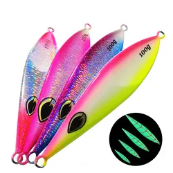 1PC Slow Pitch Jig Slow Falling Sinking Metal Jigging Pesca Glow Jigs 80g100g150g200g Luminous Lure Fishing Angler Bait