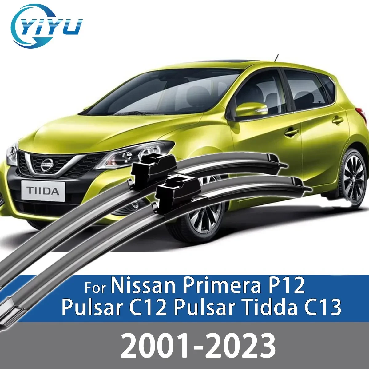 2 escobillas limpiaparabrisas delanteras para Nissan Primera P12 Pulsar C12 Pulsar Tidda C13 2001-2023, accesorios para parabrisas