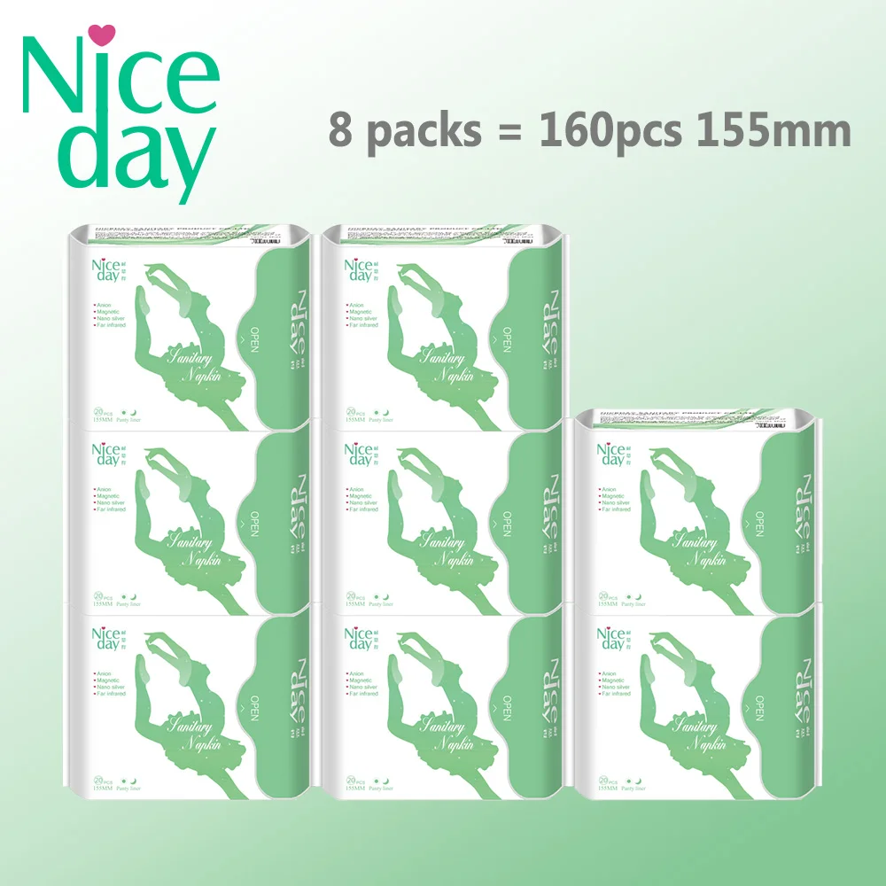 

8 упаковок 160 шт. Ультратонкие анионовые гигиенические прокладки Niceday с отрицательными ионами — долговечная защита и комфорт