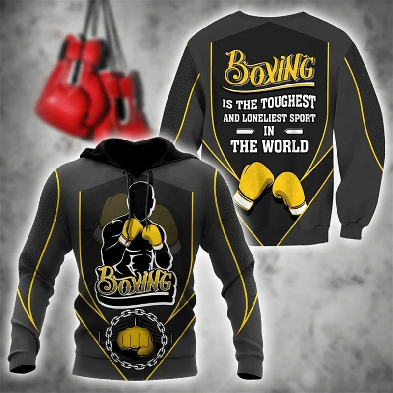 New Fashion Boxing Graphic Tracksuit Pullovers 3D Print Men Women Funny Hooded Sweatshirts 2024 Daily Casual Boys Hoodies Coat