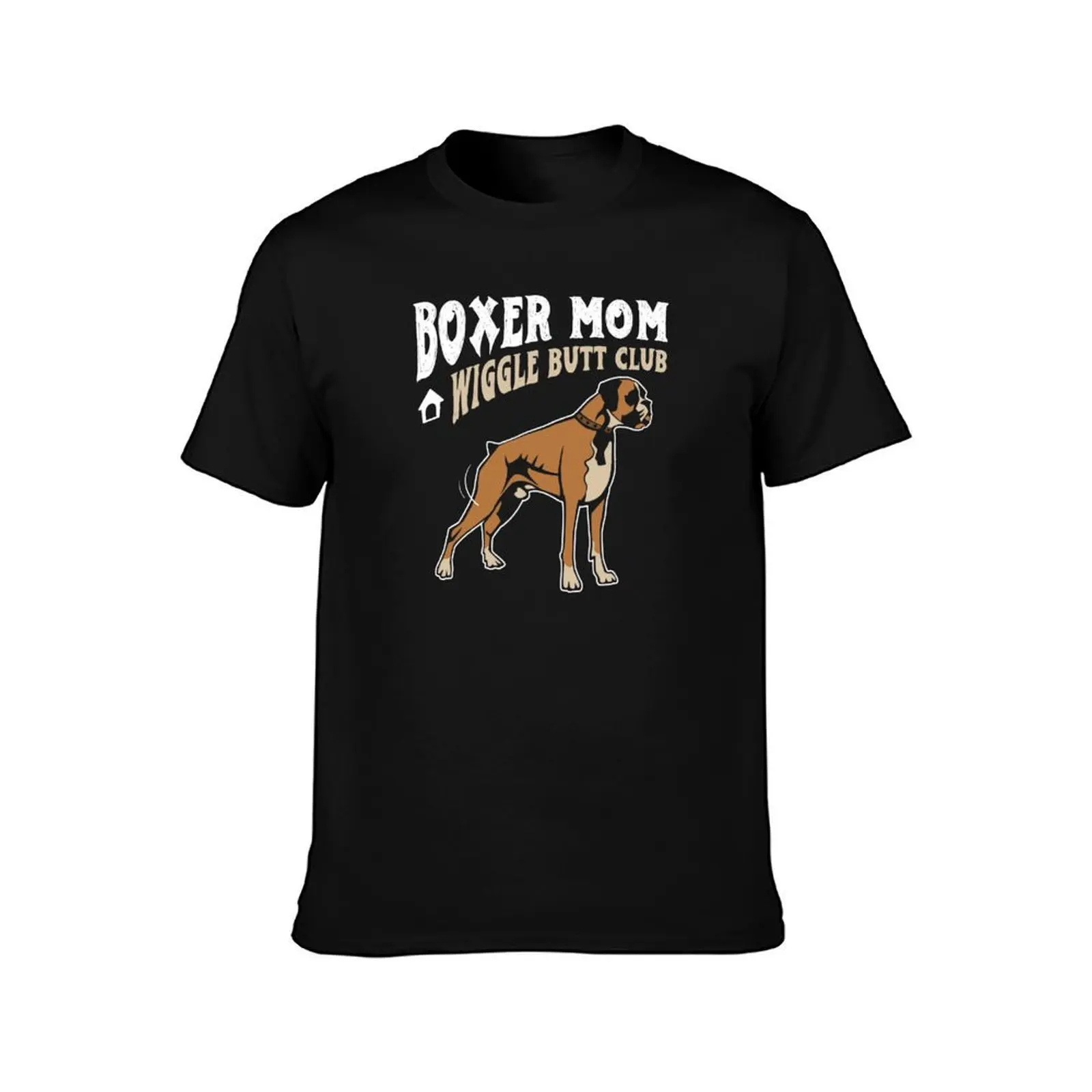 Boxer Mom Wiggle Butt Club design, Boxer design, Dog design graphic T-Shirt, Summer Casual Cotton Tee, Oversized Streetwear Tops