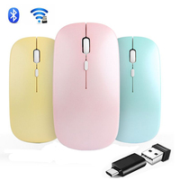 Portable Wireless Mouse Bluetooth-compatible 2.4GHz Dual Modes Computer Mice with Nano Receiver for Notebook PC Laptop Macbook