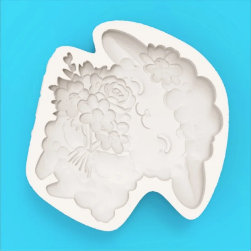 Healing-Themed Ranch Bouquet Lamb-Shaped Mold, Silicone Mold for Making Fondant Chocolate Cookie Cake Decorations - view 4