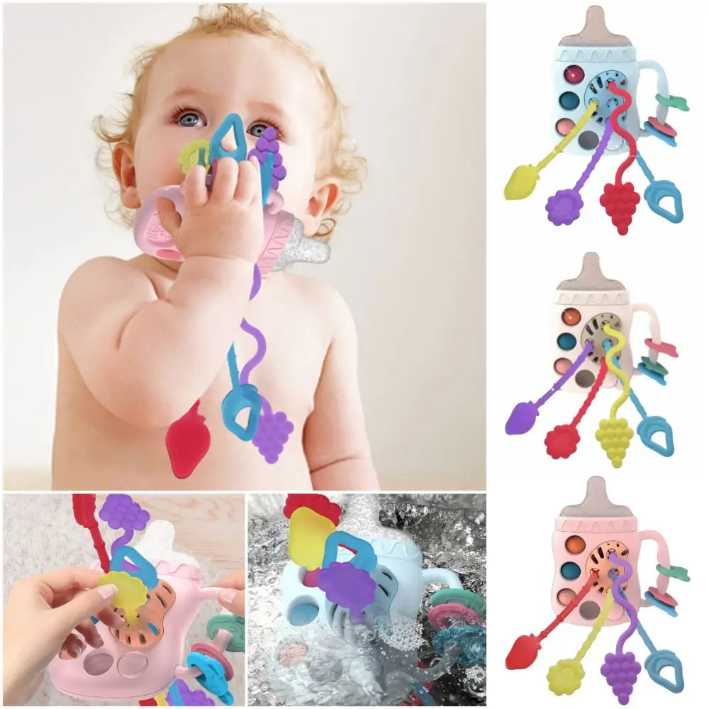 다채로운 색상의 끈 놀이 활동 치아발육 기능 감각 발달 유아 몬테소리 영감을 받은 씹기 훈련