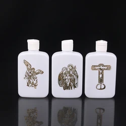 100ml Holy Water Empty Containers with Gold Cross Holy Water Bottles with Screw Lid Plastic Holy Water Container