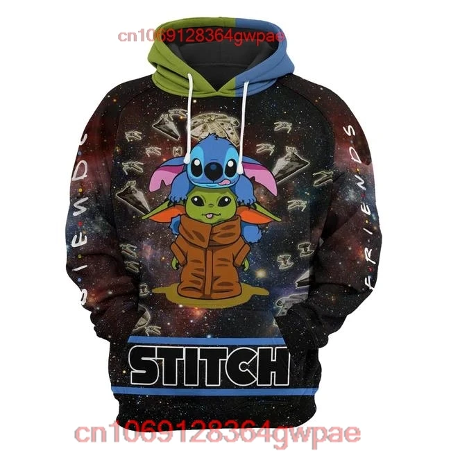 Disney Hoodie Disney Crossover SW Stitch Baby Yoda Black Blue Green Hoodie 2022