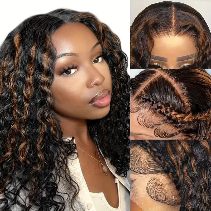 موجة عميقة 13x4 الدانتيل شعر مستعار أمامي 1b30 تسليط الضوء على أومبير شعر مستعار مجعد الشعر البشري 13X6 Hd الدانتيل الباروكة الأمامية 36 بوصة 220 كثافة موجة المياه