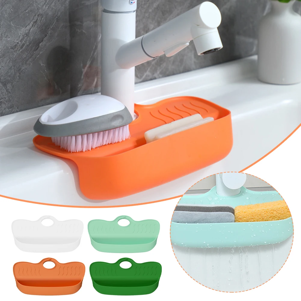 

Sink Caddy Faucet Sponge Holder For Kitchen Sink Flexible TPR Faucet Water Splash Guard Drip Catcher Mat Kitchen Sink Organizer