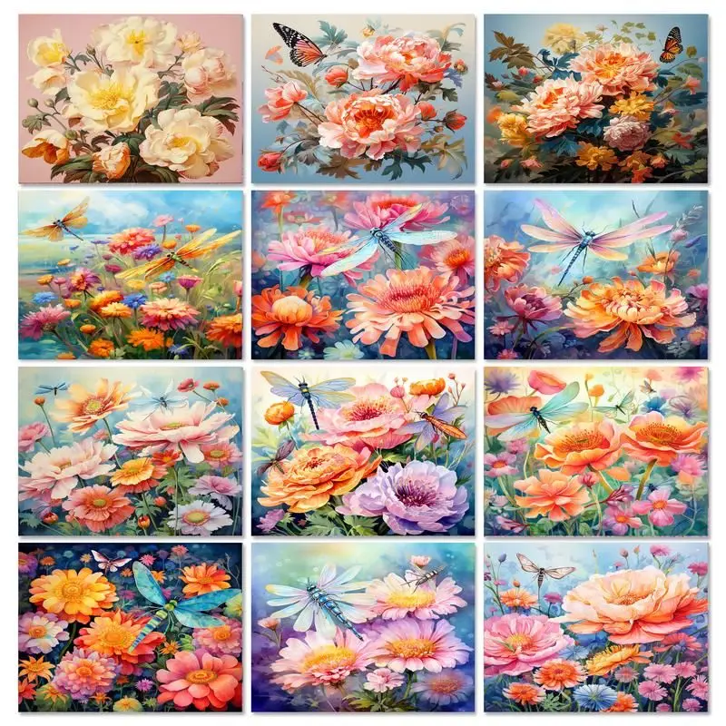 

GATYZTORY Scenery Painting By Numbers Diy Crafts Flower Acrylic Paints Coloring On Numbers Home Decoration On Canvas Gift