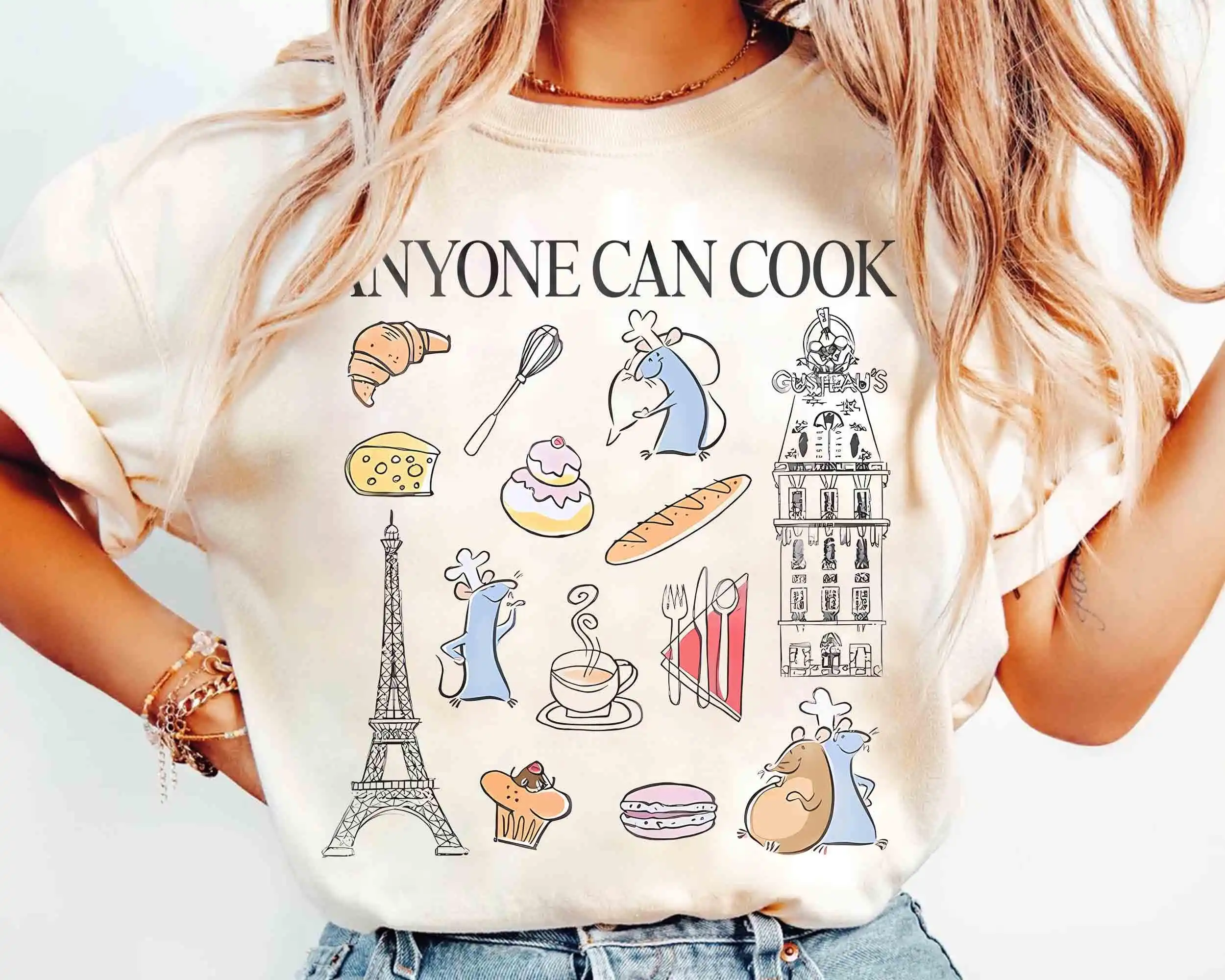 قميص ديزني بيكسار راتاتوي عتيق بألوان مائية ريمي مغامرة باريس فرنسا مطعم رحلة ديزني لاند