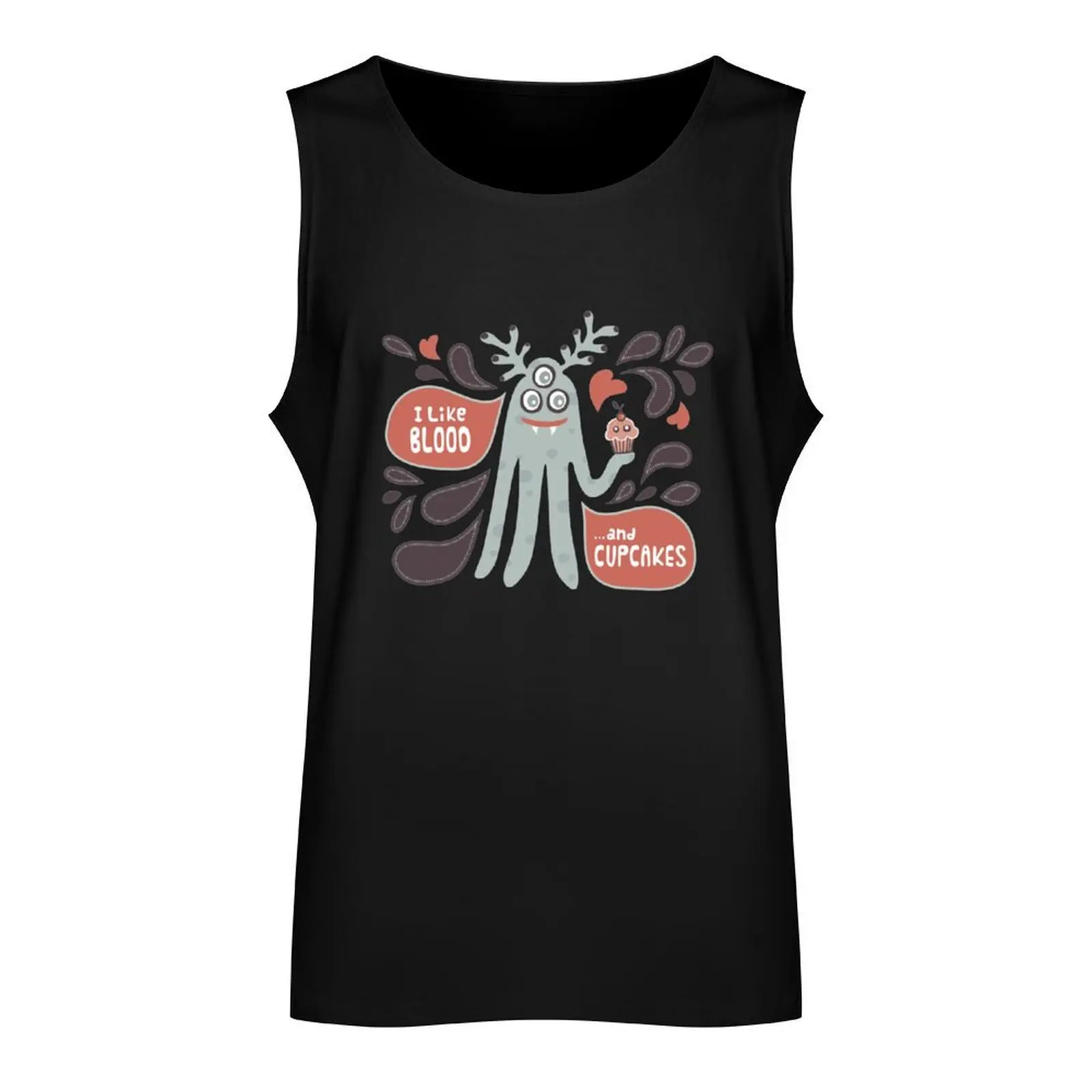 Cute and Creepy Vampire illustration...with a cupcake Tank Top gym sports suits muscle t-shirt mens designer clothes