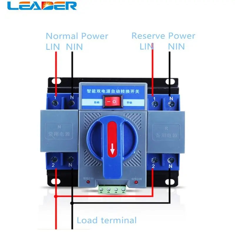 LEADER 1Pec 2P 10A/16A/ 25A 32A 40A 50A 63A 230V Micro Circuit Breaker Dual Power Automatic Transfer Switch/Auto Transfer Switch