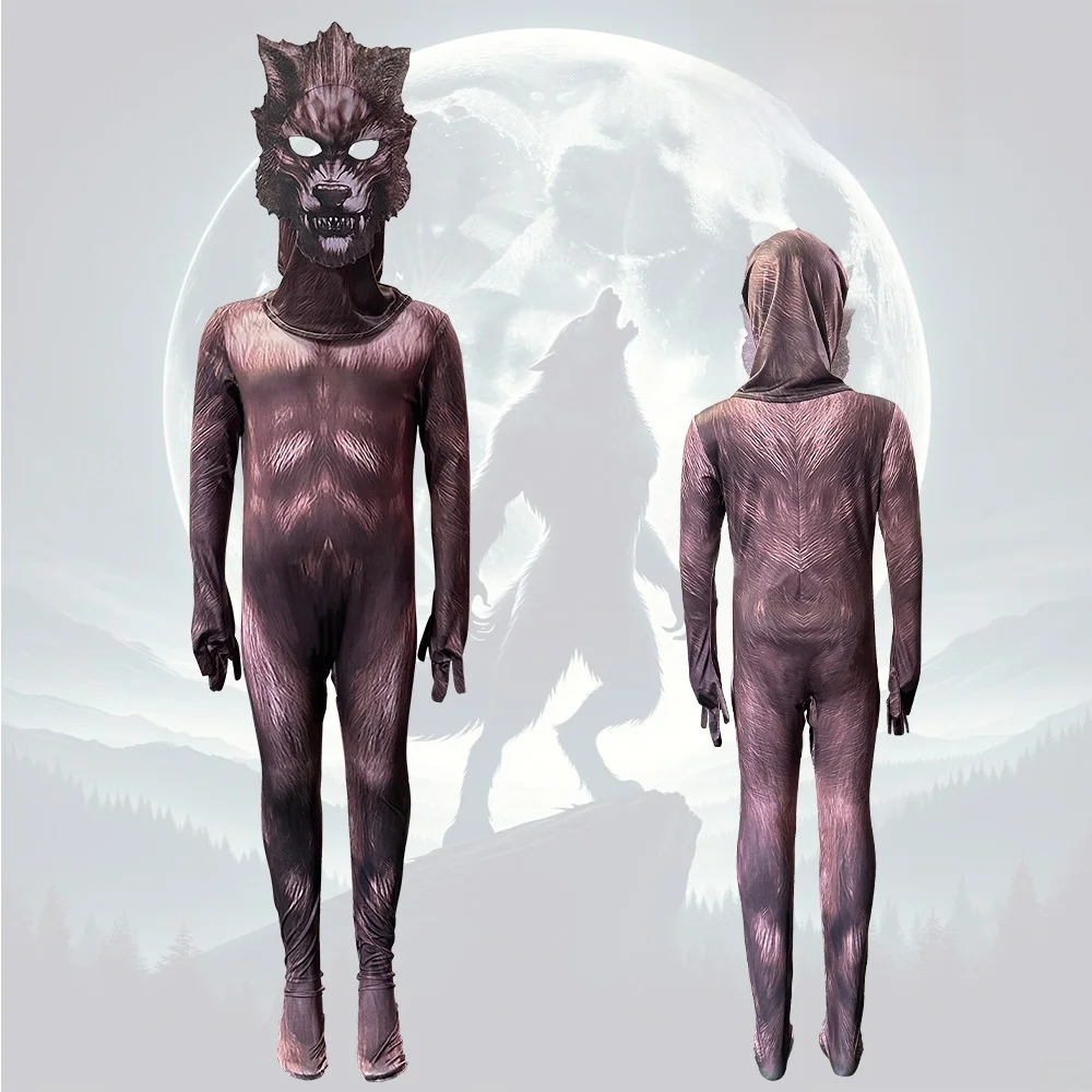 

Детская обтягивающая одежда из кожи волка для косплея, сценический костюм, костюм на Хэллоуин с животными, Новое поступление лета 2023 г.