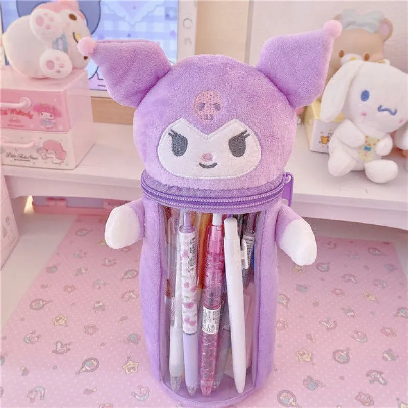 2024 Kuromi Cinnamoroll Plush Pencil Case My Melody Pompom Purin Cartoon Plush Doll Anime Pen Holder Box Toys For Girls Gift