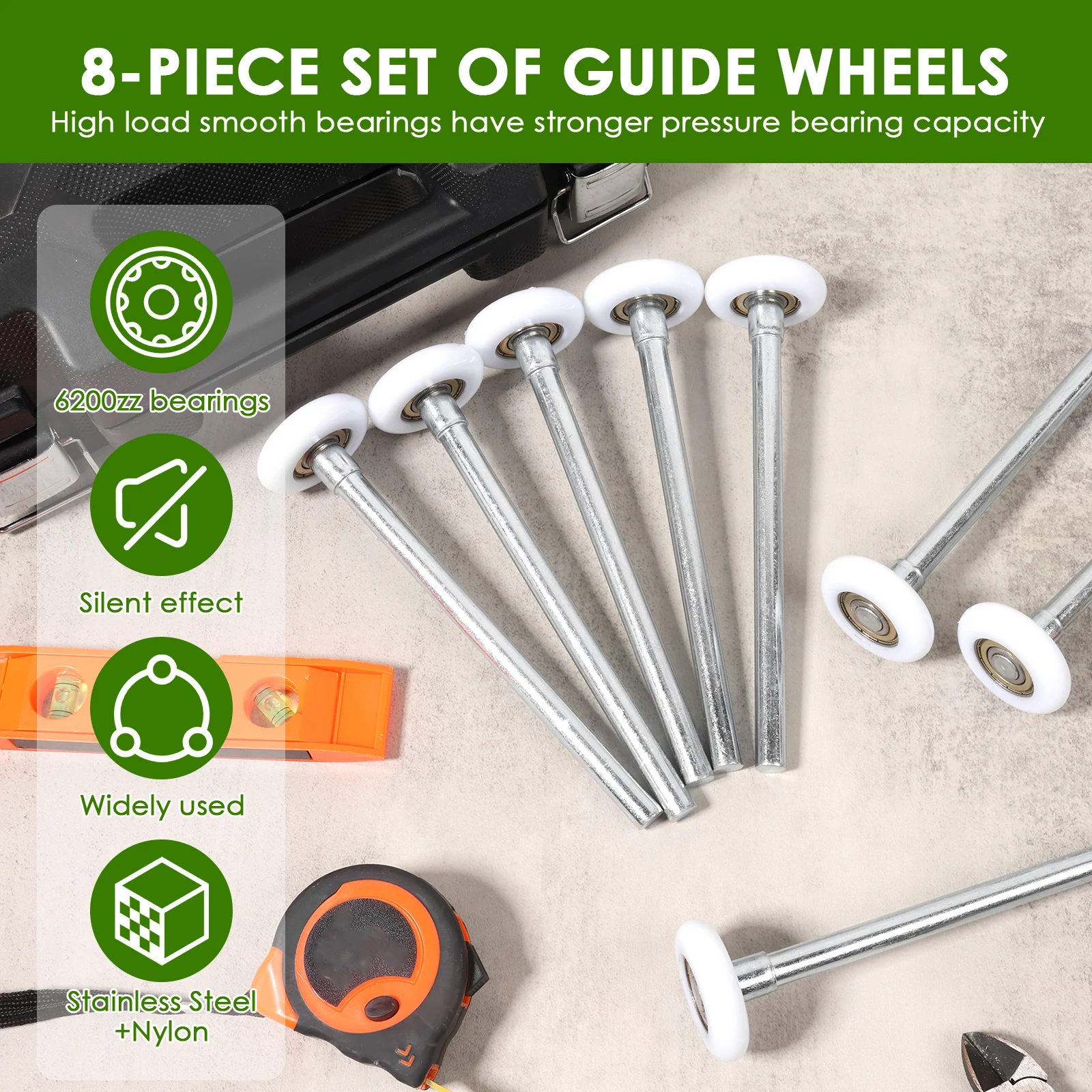 

8 шт. сверхмощный нейлоновый ролик для гаражных ворот, устойчивый к высоким давлению, нержавеющее колесо для гаражных ворот с герметичным подшипником для мебели