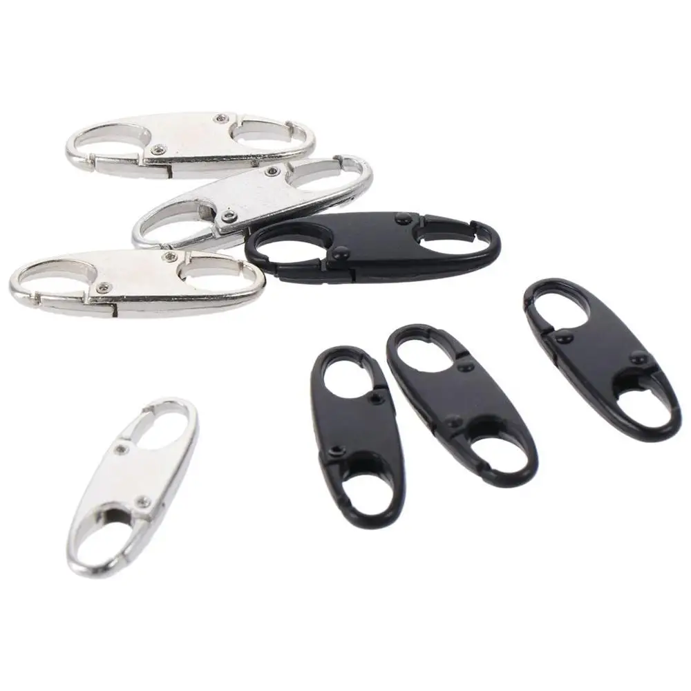 8 Pcs Easy To Use Black Zipper Lock Clip Metal Silver Carabiner Clip Detachable Anti Theft Bag Suitcases