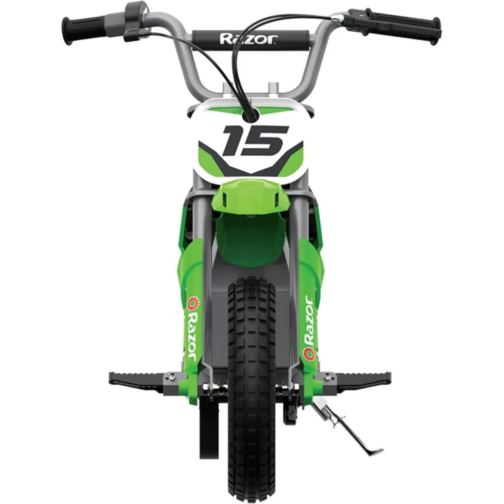 14 MPH (22 KMH) Off-Road Electric Dirt Bike, High-Torque Motor, 30 Min Ride Time, Adjustable Handlebars, Ages 13+, Green