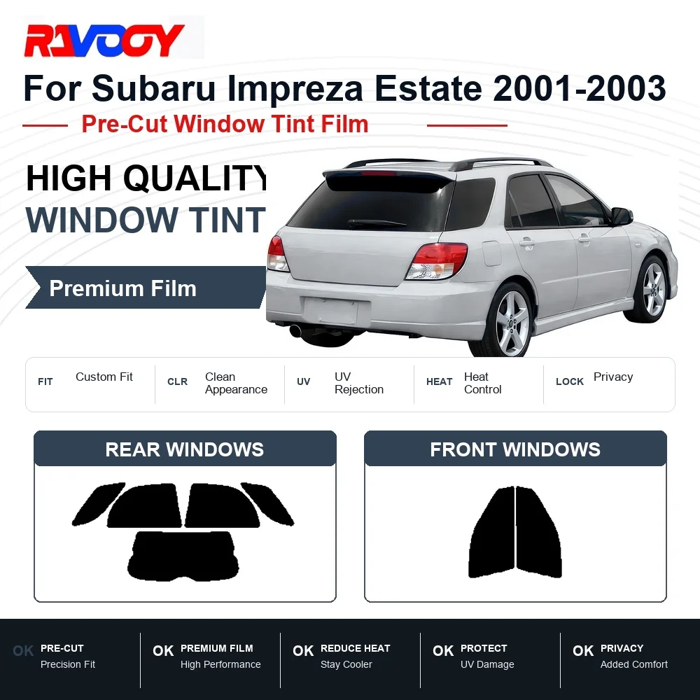 Premium Pre-Cut Window Tint For Subaru Impreza Estate 2001-2003 Front & Rear Windows UV Heat Rejection Privacy Film
