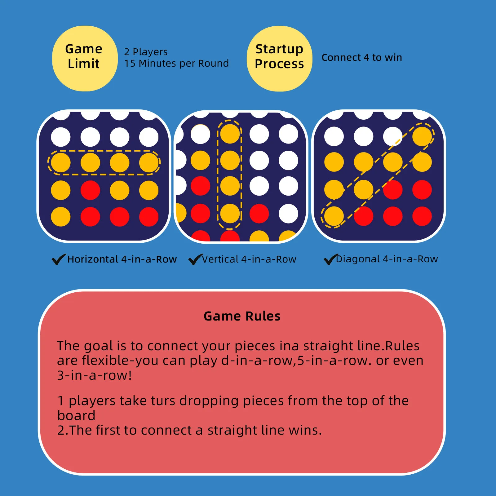 Giant Connect Four Game Set - Height-Adjustable Giant Yard Game, 4-Row Large Floor Connect 4 Game for Backyard & Patio, Family O