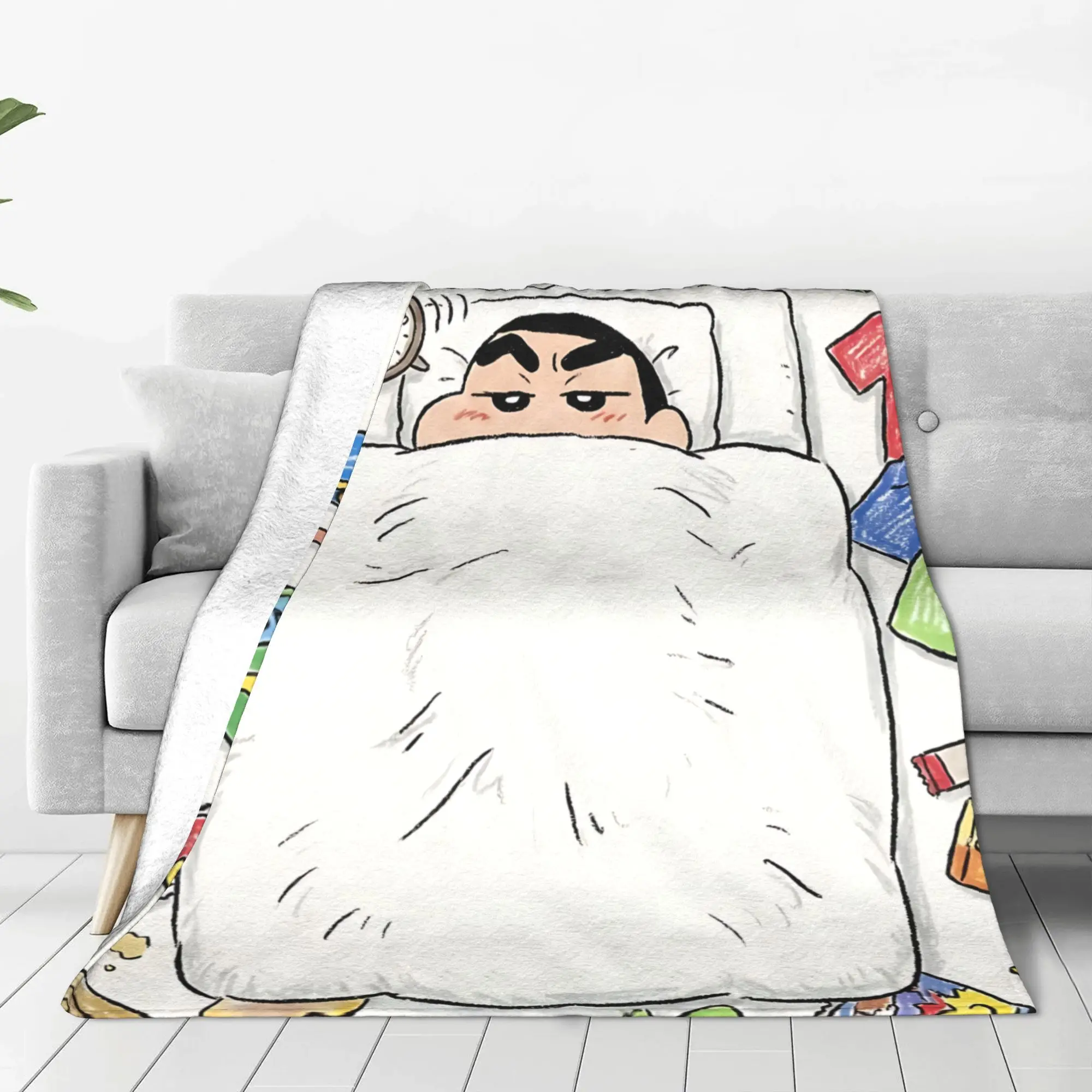 1PC Crayon Shin chan‌s  Winter Blankets for Adults Bedding Home Interior Sofa Knee