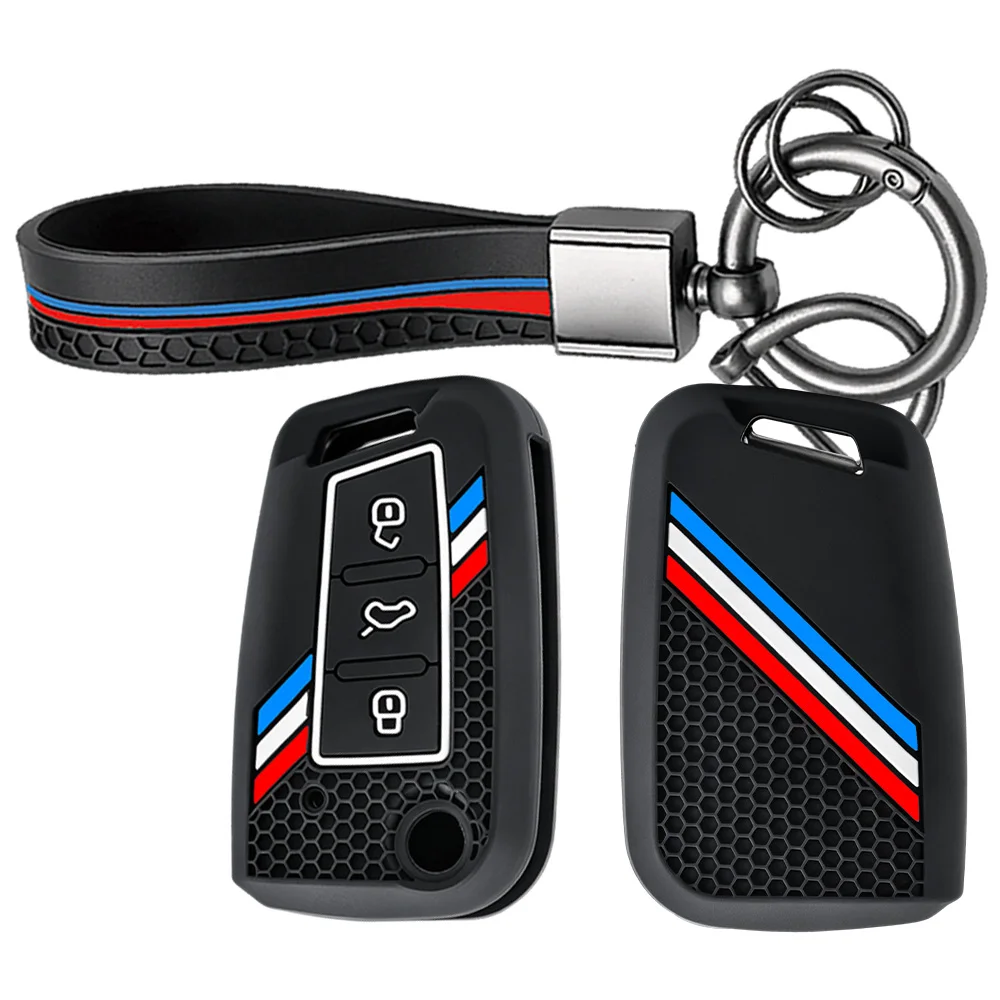Protective Key Cover With Wrist Strap For Volkswagen Golf7 GTI POLO T-Cross T-Roc Touran Tiguan Jetta Caddy Beetle Soft Touch