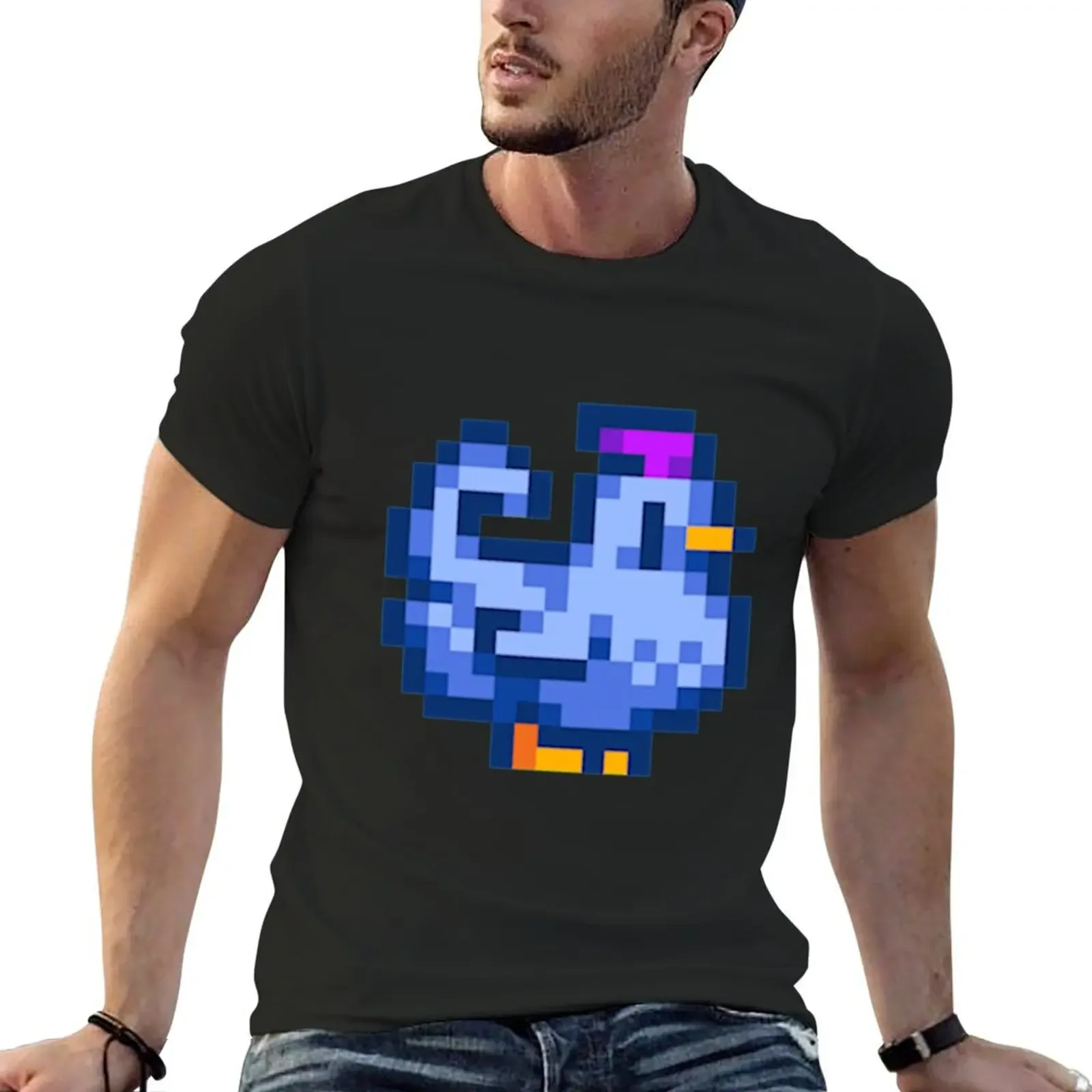 

Stardew Valley Pixel Blue Chicken T-Shirt cotton graphic tees designer shirts T-shirts for men cotton