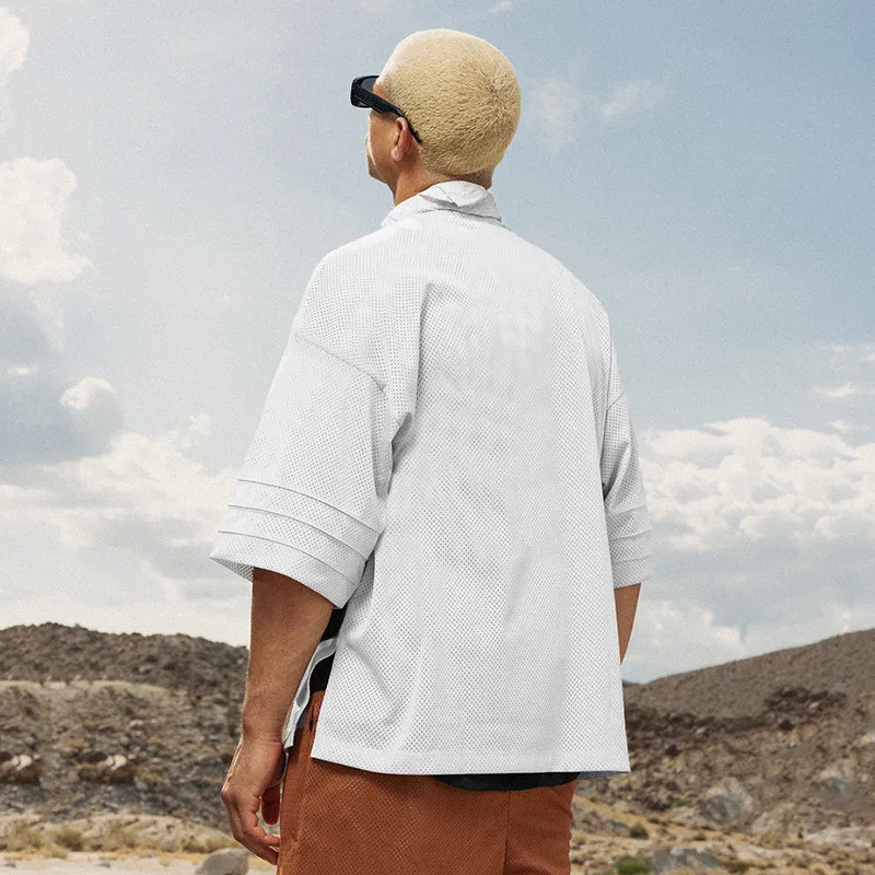 عادي رياضة رياضة رجالي كمال الاجسام المتضخم شبكة انخفض الكتفين اللياقة البدنية تجريب الرياضة نصف كم تي شيرت