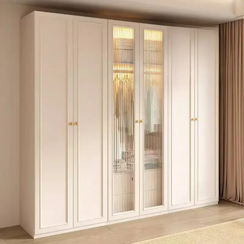 

Long Modern Wardrobes Closet Wooden Doors Small Saving Drawers Wardrobes Storage Space White Guarda Roupas Furniture For Home