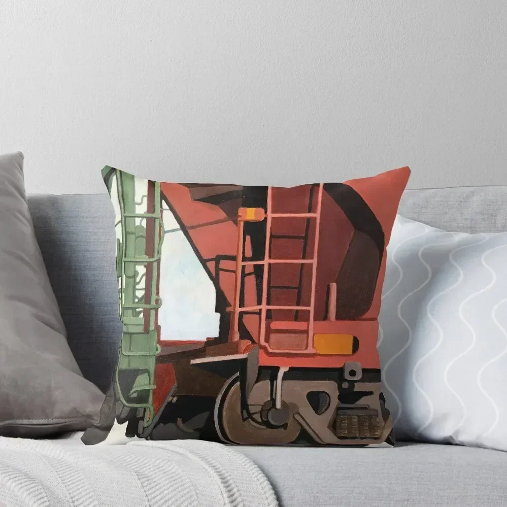 

Railroad Cars - original realistic oil painting Throw Pillow Cushions For Children Plaid Sofa ornamental pillows pillow
