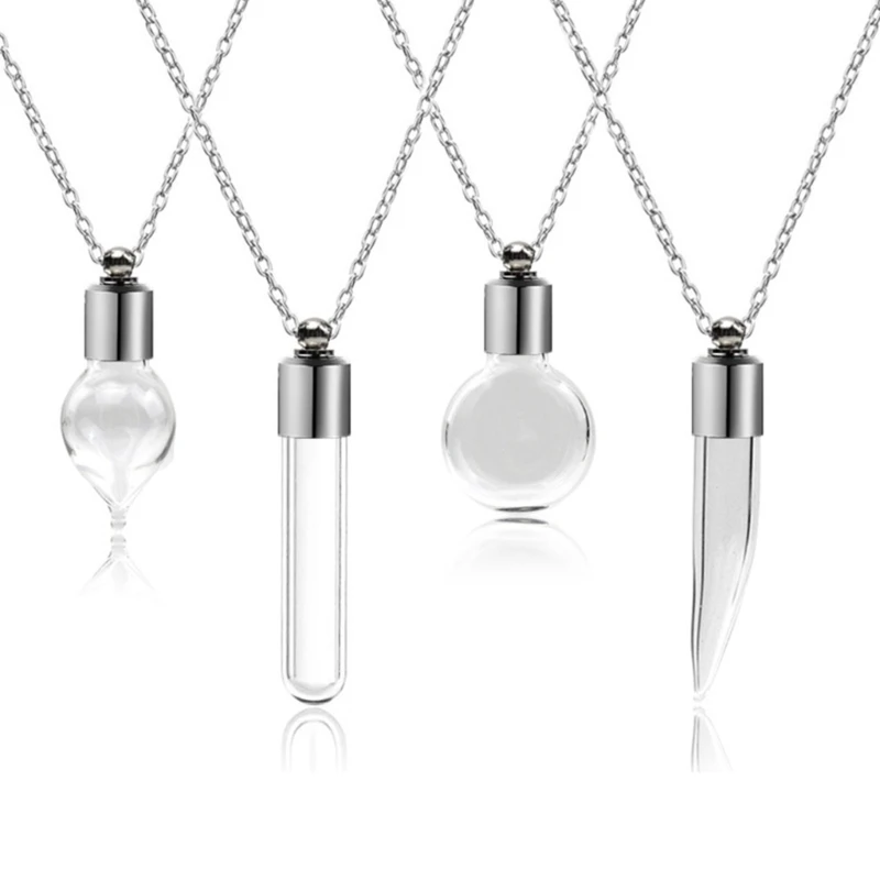 Convenient Glass Bottle Pendant Necklace Easy to Open and Carry Pendant Neckchain for Small Decorations and Fragrances