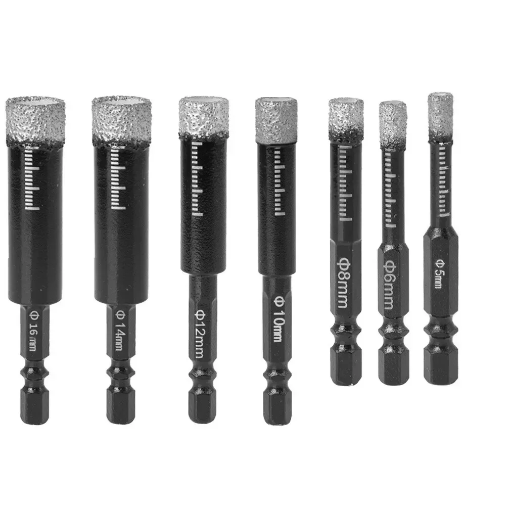 Wiertło do otworów 5/6/8/10/12/14/16mm czarne 2 szt. 5-16mm diamentowa długość 10mm wiertła marmurowa płytka ceramiczna Brand New
