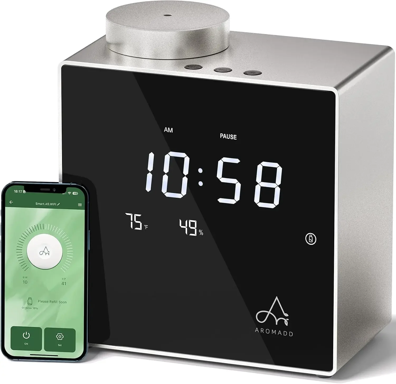 2026 Smart Waterless Diffuser, 2000 Sq.Ft Cold Air Scent Diffuser | Clock & Environmental Display, 7 Fragrance Levels, 9 Timer